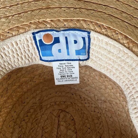 Straw beach hat OS natural tan acrylic stone & cotton band boho garden party DP - Picture 4 of 6